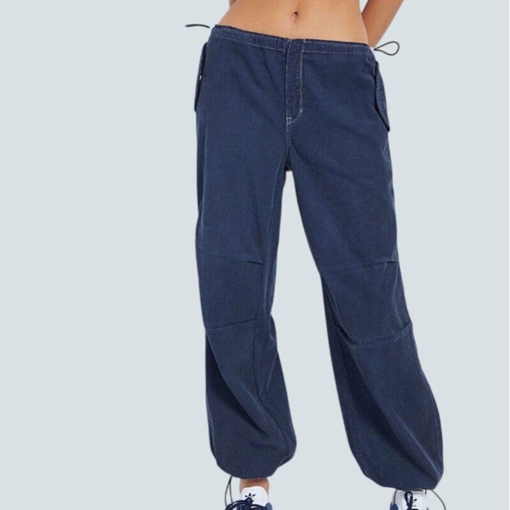 Pacsun Navy Corduroy Baggy Pull-On Pants Elastic Waist Pants Womens S